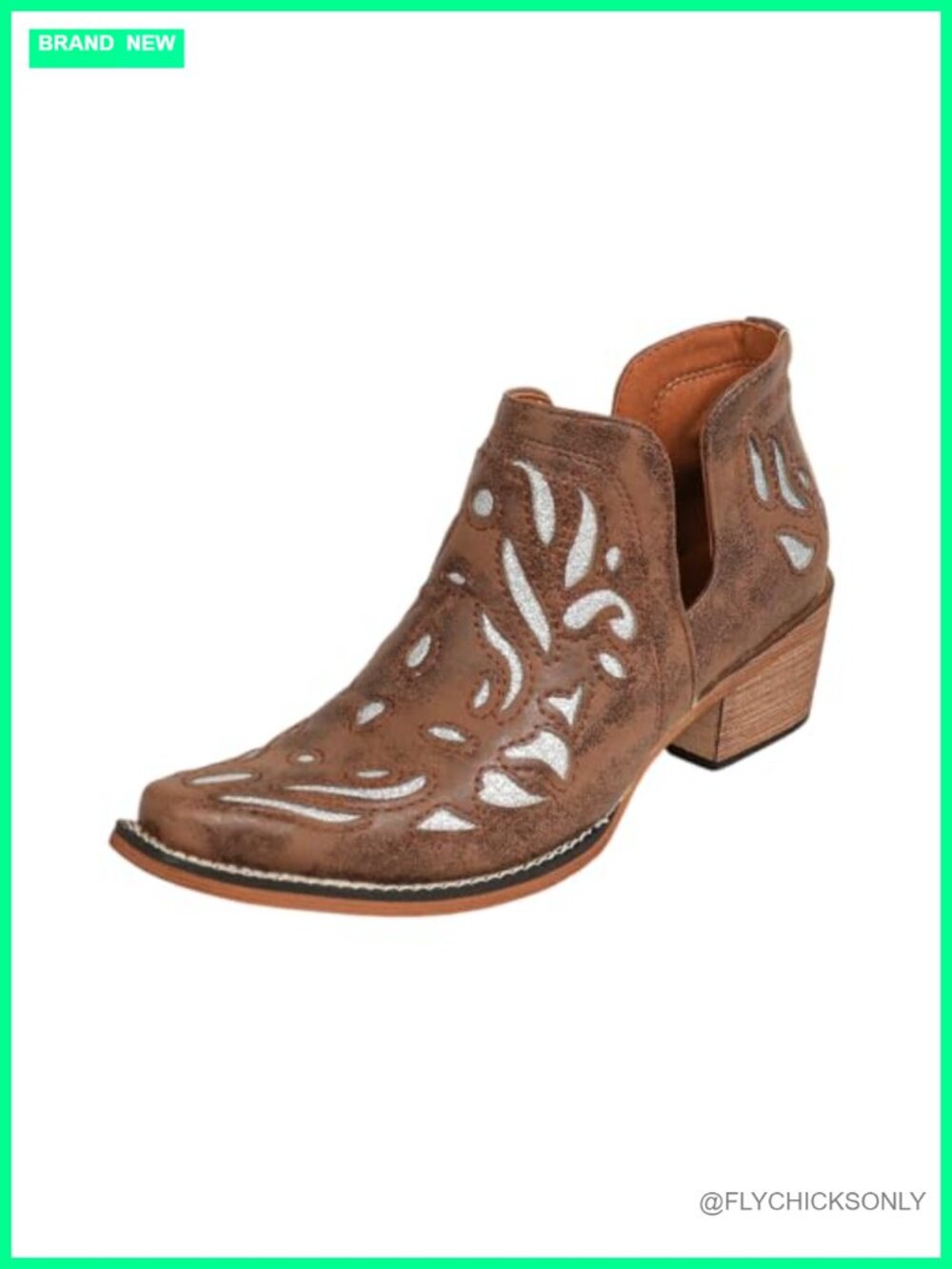Womens Ankle Boots Faux Leather Pointed Toe Low Heel Western Booties